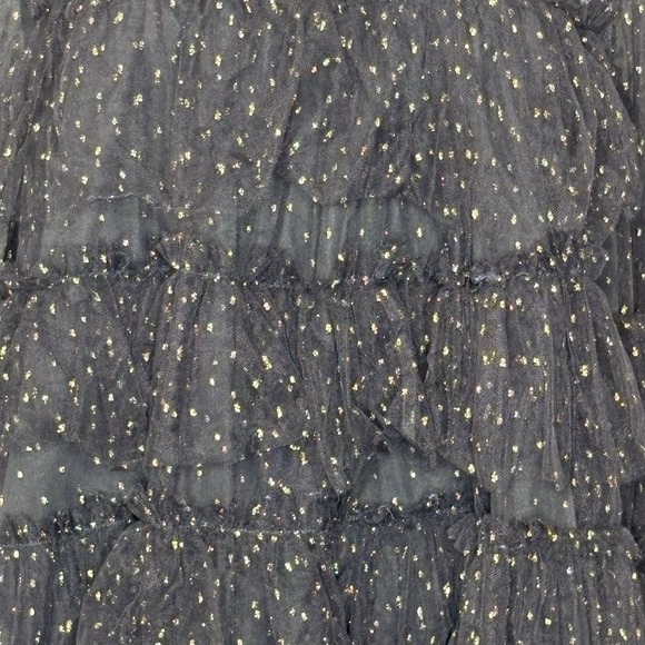 Adam Lippes Sheer Ruffle Top Black Gold Tiered Ruffle Blouse Womens Size 8 - Picture 6 of 12